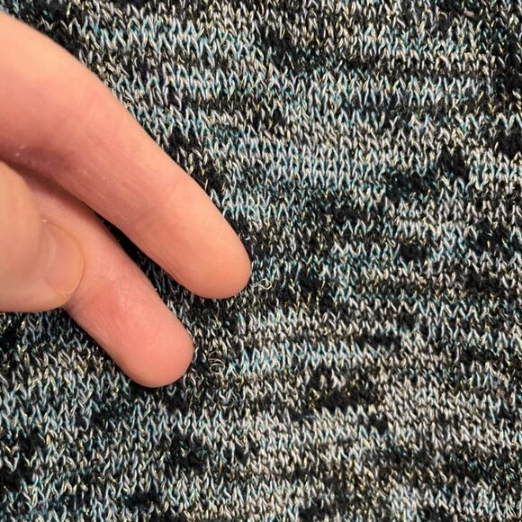 AMERICAN EAGLE Fireside Marled Sweater Blue Navy Blue Gold Metallic Cotton Small - Picture 9 of 16